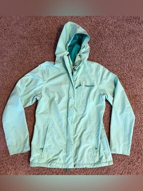 Marmot Women's Mint Green Hooded Waterproof Ski Jacket Shell